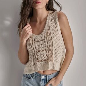 DKNY Sleeveless Cropped Crochet Top